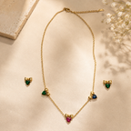 Colorful Heart Bow Necklace Set