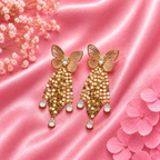 Gold Butterfly Statement Tassel Earrings