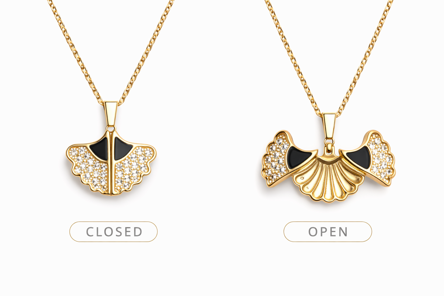Openable Crystal Shell Pendant Necklace