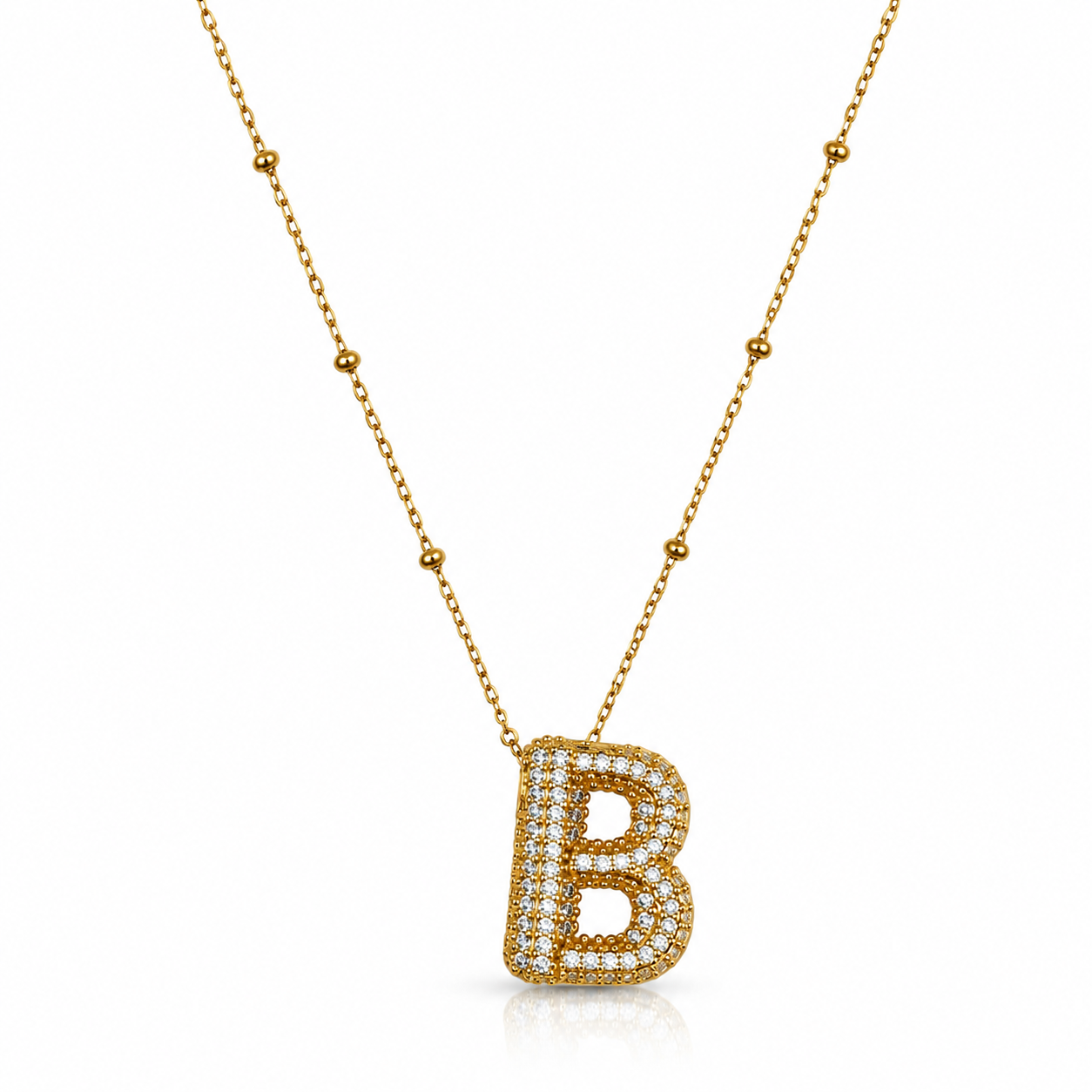 Sparkling Initial B Pendant Necklace