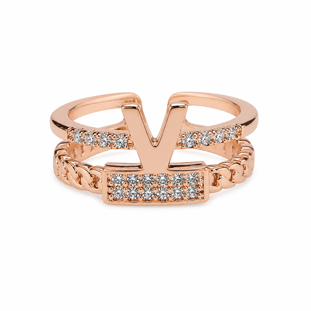 Luxe Crystal Adjustable Statement Ring