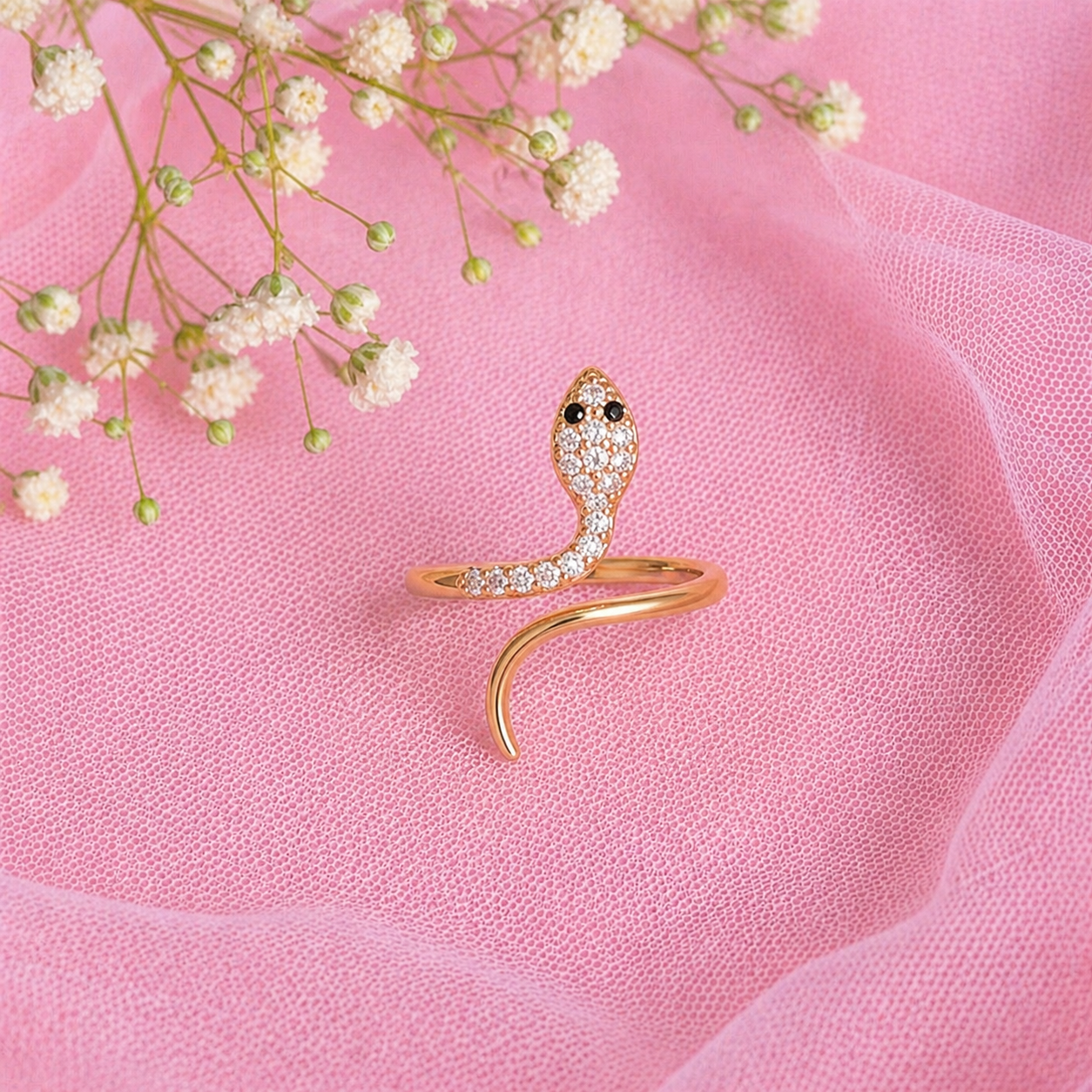 Serpentine Crystal Adjustable Glam Ring