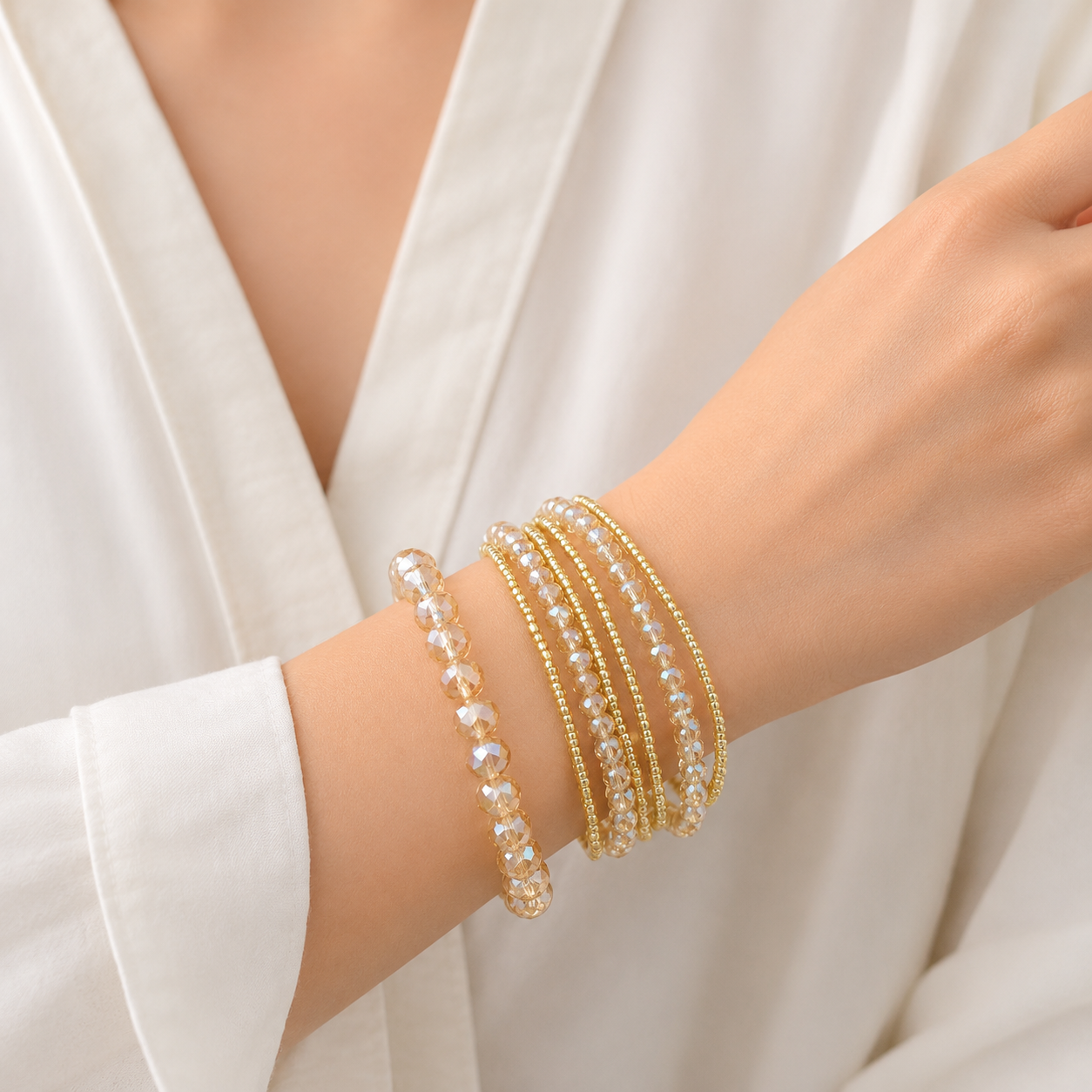 Golden Glow Crystal Bracelet Stack