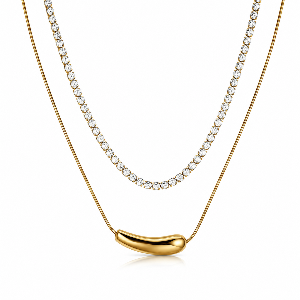 Layered Gold Minimalist Statement Necklace