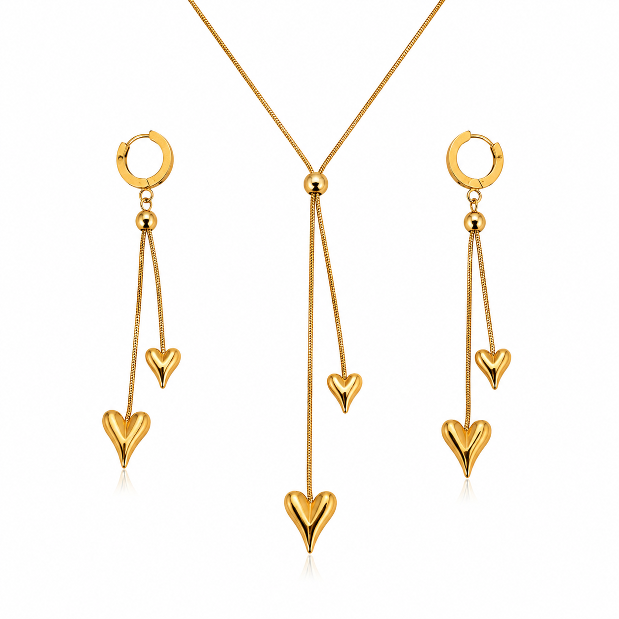 Elegant Golden Heart Tassel Set