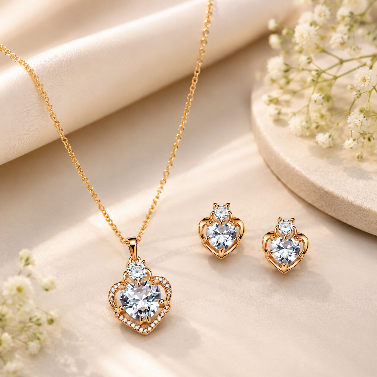 Sparkling Heart Jewelry Set Elegance