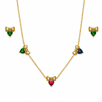 Colorful Heart Bow Necklace Set
