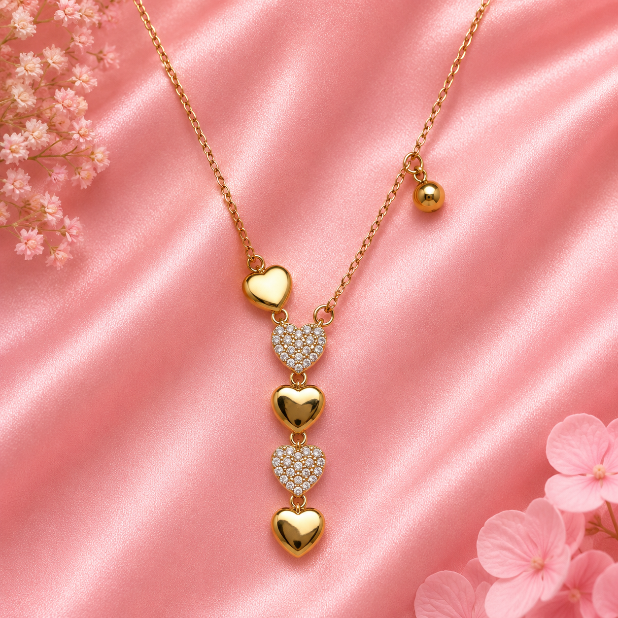 Radiant Crystal Heart Charm Necklace