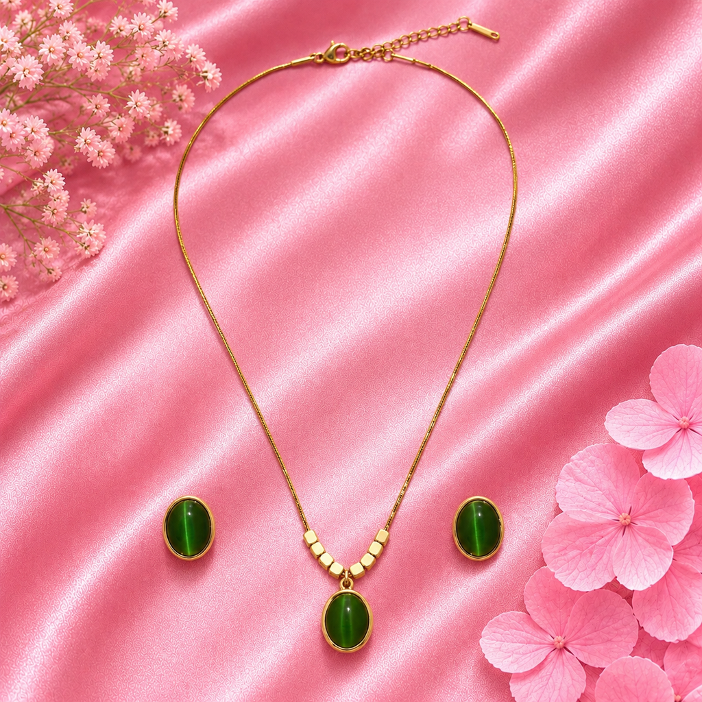 Elegant Green Gemstone Jewelry Set