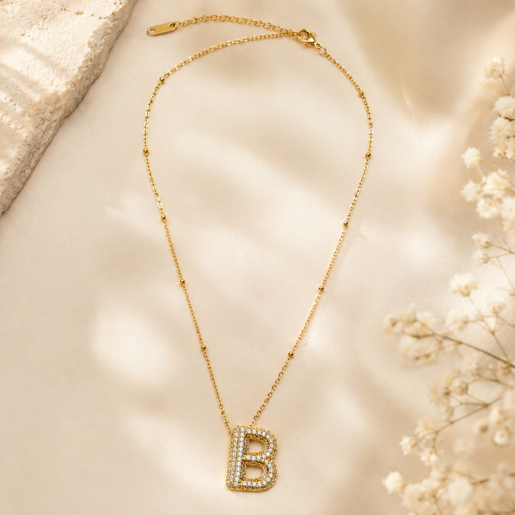 Sparkling Initial B Pendant Necklace