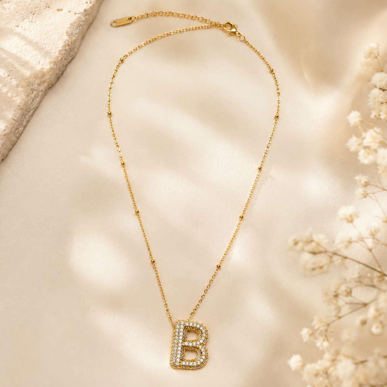 Sparkling Initial B Pendant Necklace