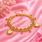Elegant Layered Heart Charm Bracelet