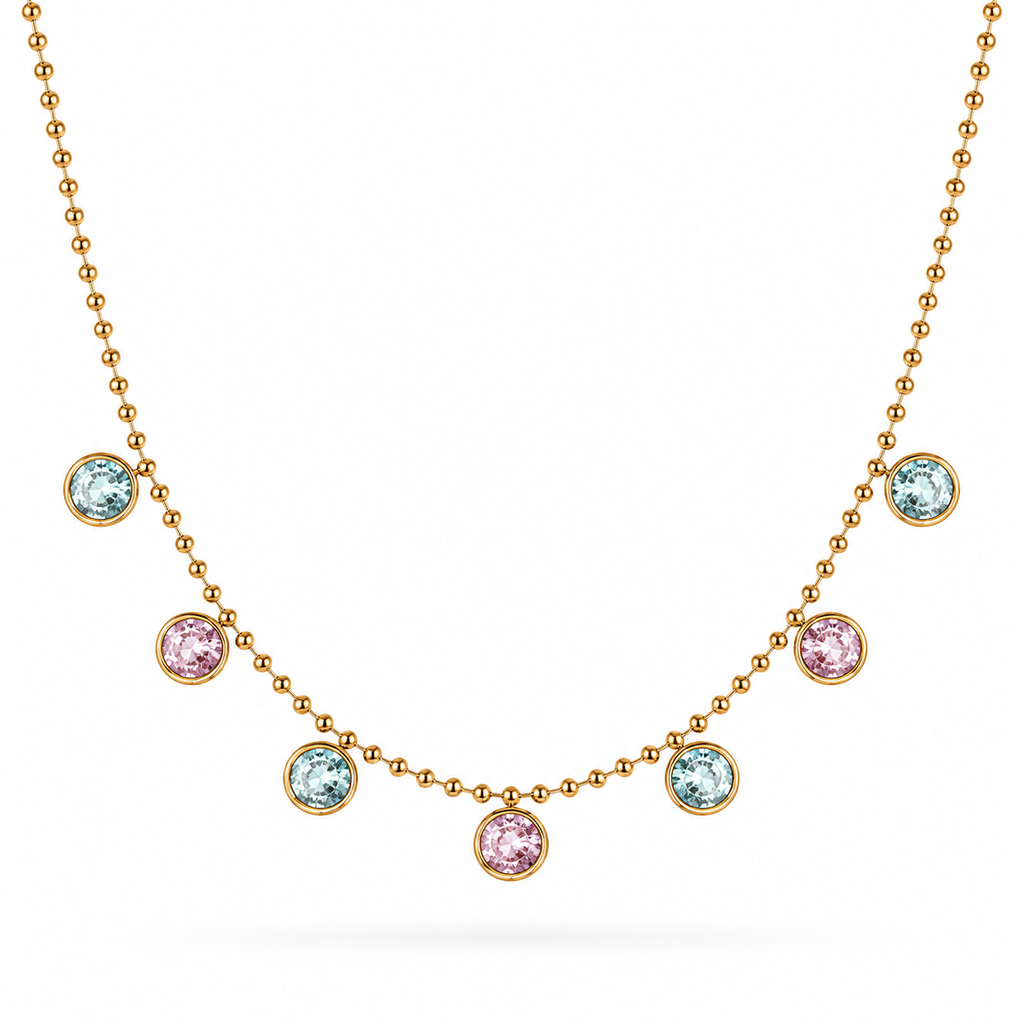 Delicate Gold Multicolor Gemstone Necklace