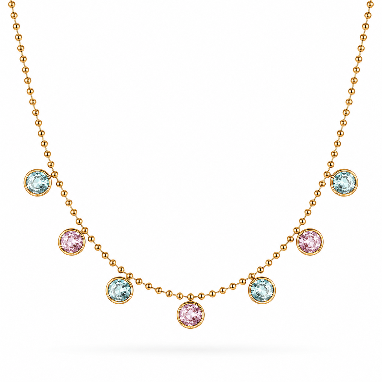 Delicate Gold Multicolor Gemstone Necklace