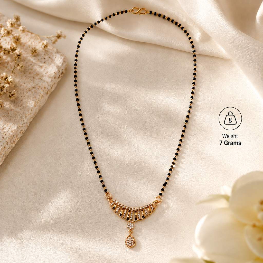 Elegant Crystal Mangalsutra Drop Necklace