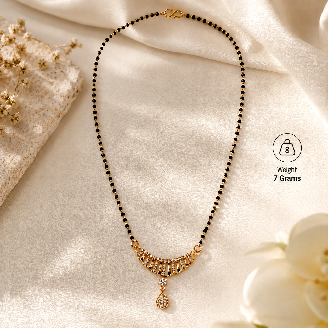 Elegant Crystal Mangalsutra Drop Necklace