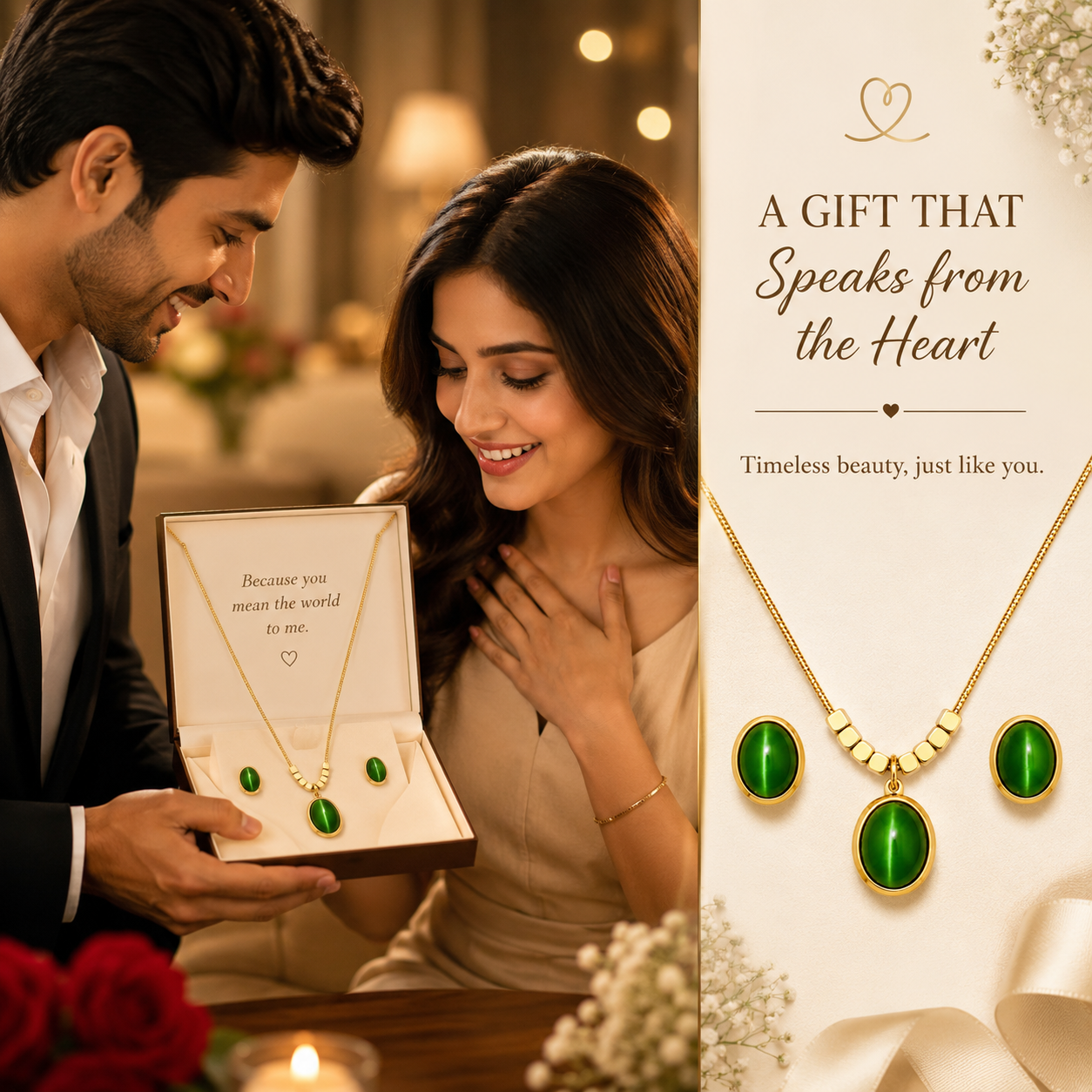 Elegant Green Gemstone Jewelry Set