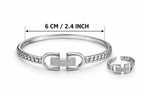 Sleek Link Crystal Bracelet Ring Set