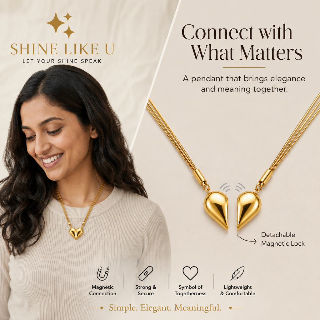 Golden Heart Magnetic Pendant Necklace