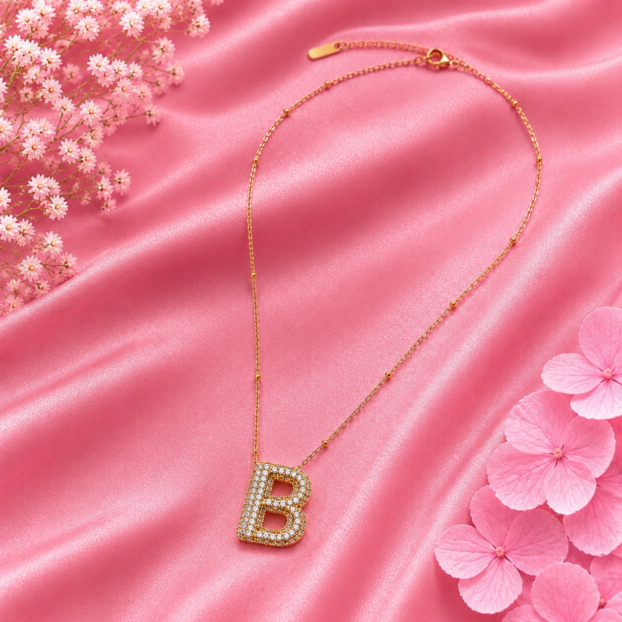Sparkling Initial B Pendant Necklace