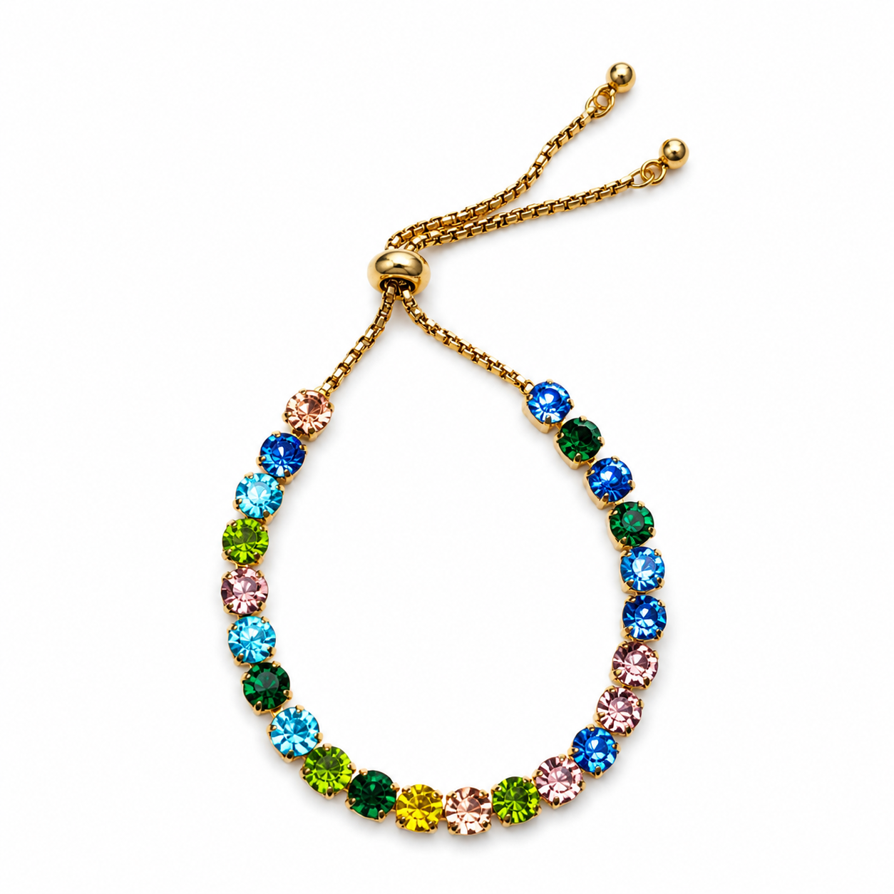 Vibrant Rainbow Crystal Tennis Bracelet