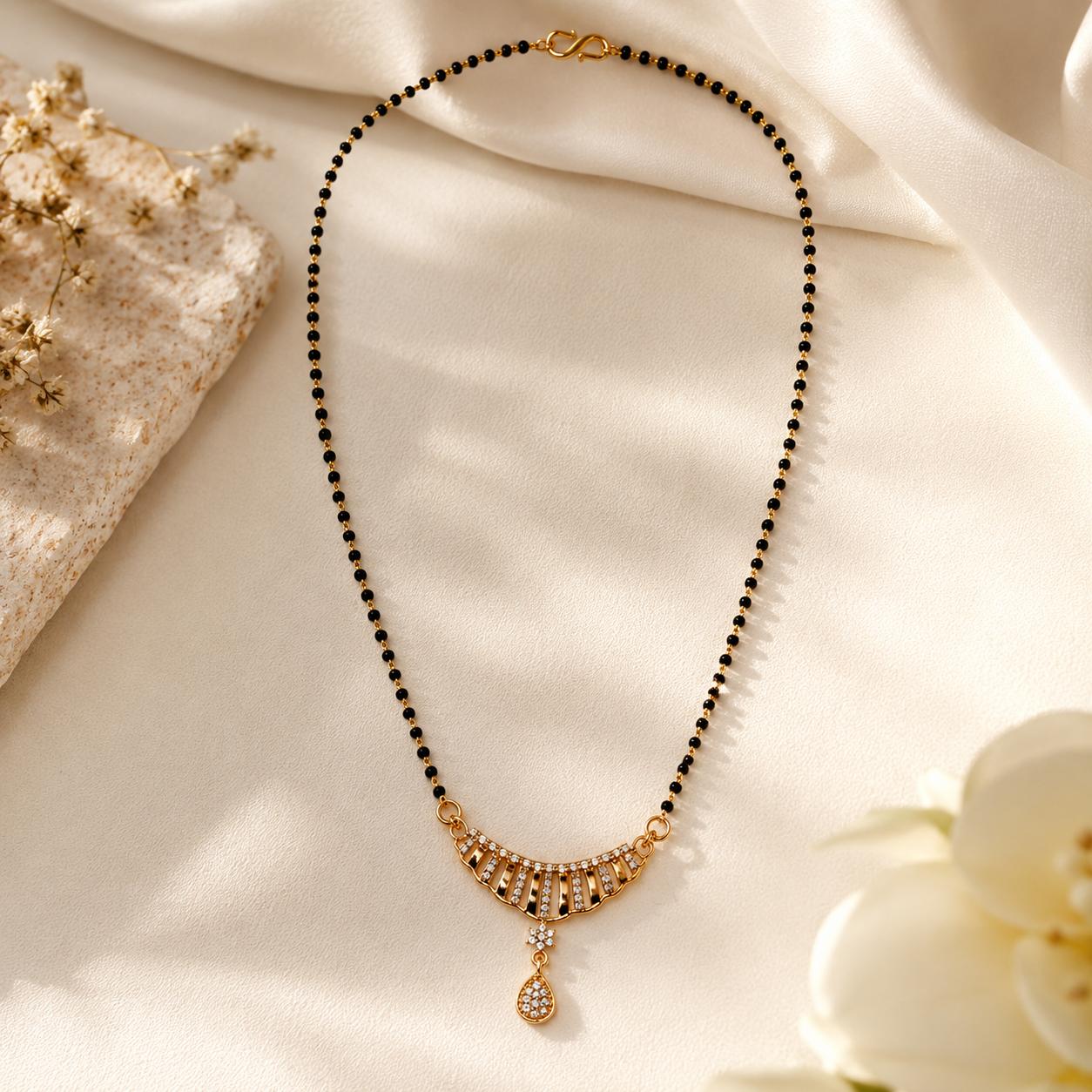 Elegant Crystal Mangalsutra Drop Necklace