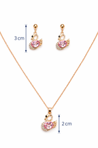 Graceful Pink Swan Jewelry Set