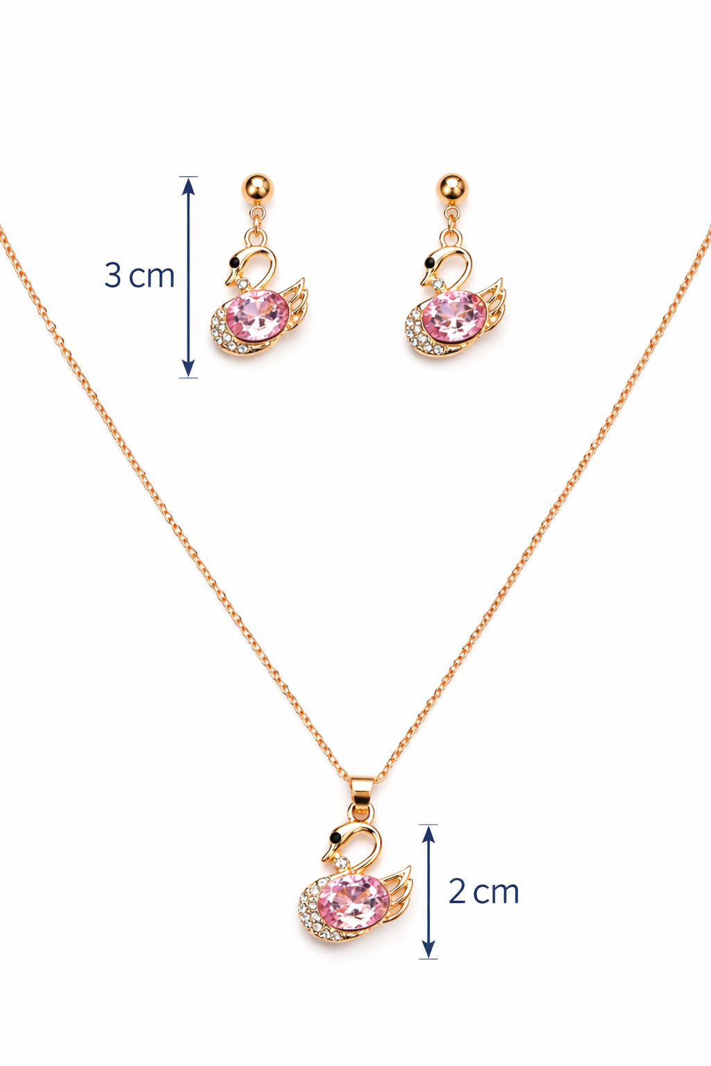 Graceful Pink Swan Jewelry Set