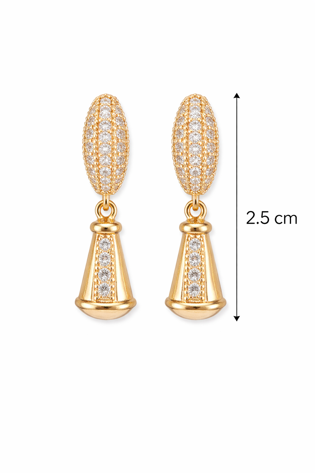 Sparkling Gold Drop Hoop Earrings