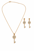 Elegant Crystal Key Necklace Set