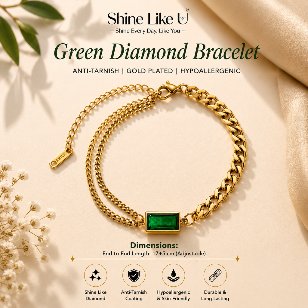 Elegant Emerald Chain Bracelet Sparkles