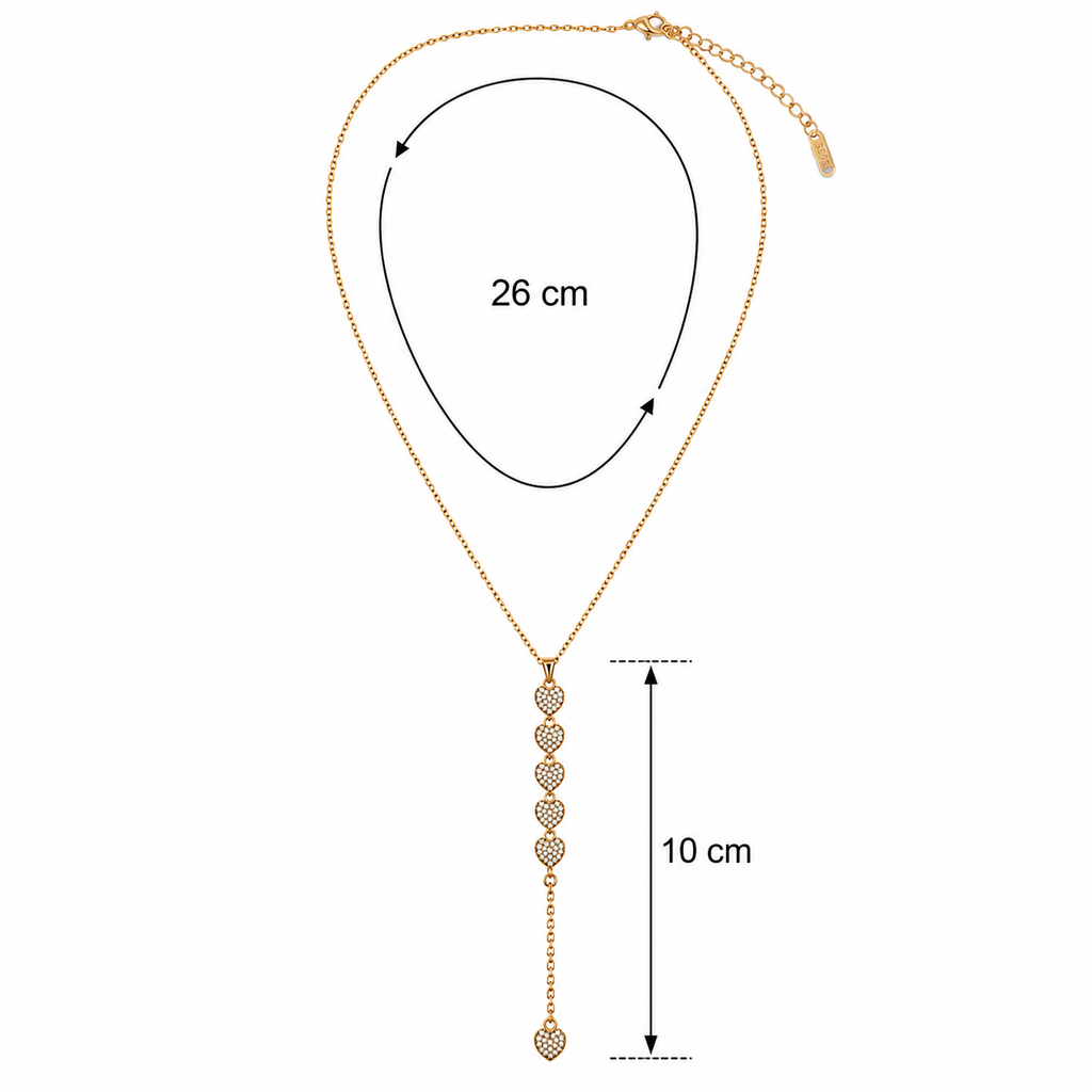 Sparkling Heart Drop Pendant Necklace