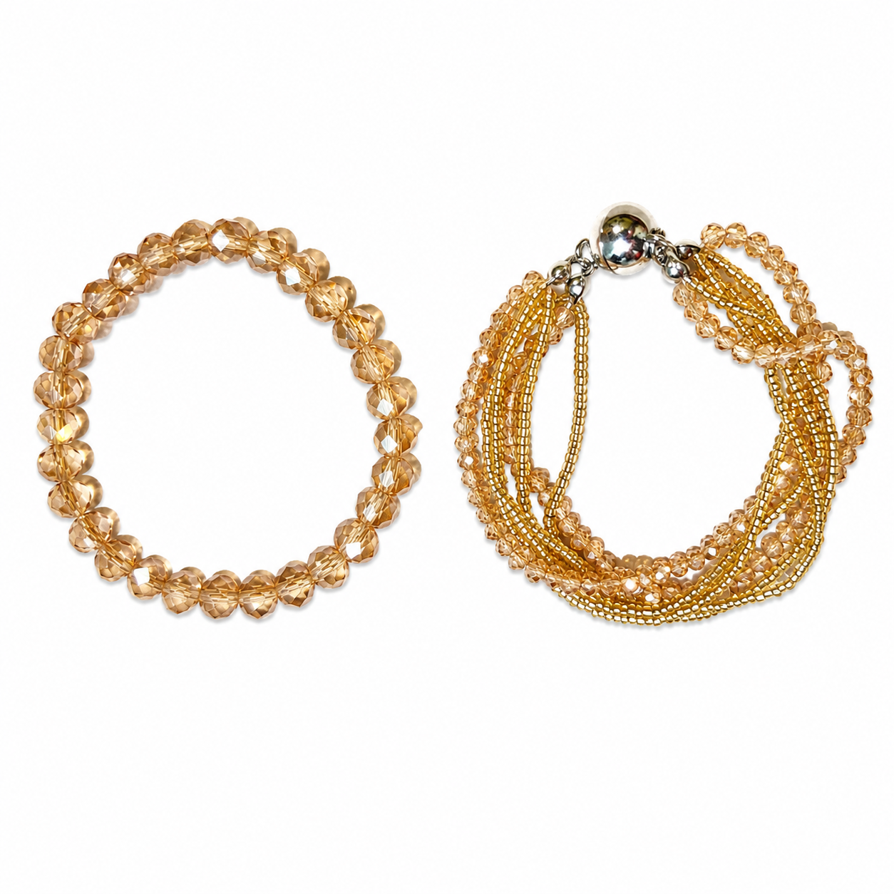 Golden Glow Crystal Bracelet Stack