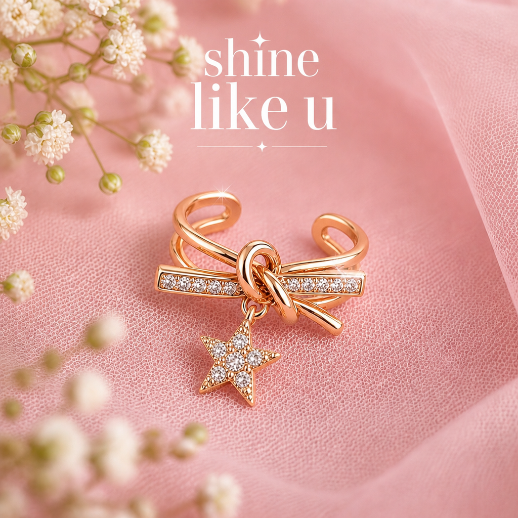 Sparkling Star Adjustable Bow Ring