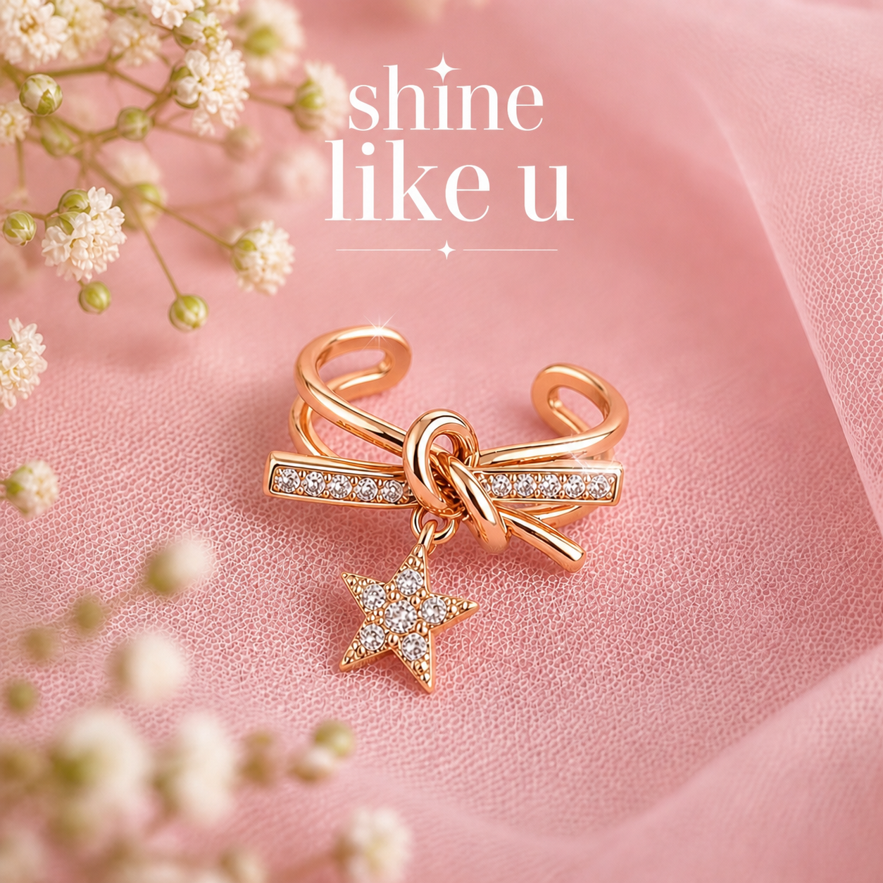 Sparkling Star Adjustable Bow Ring