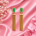 Emerald Gold Tassel Statement Earrings