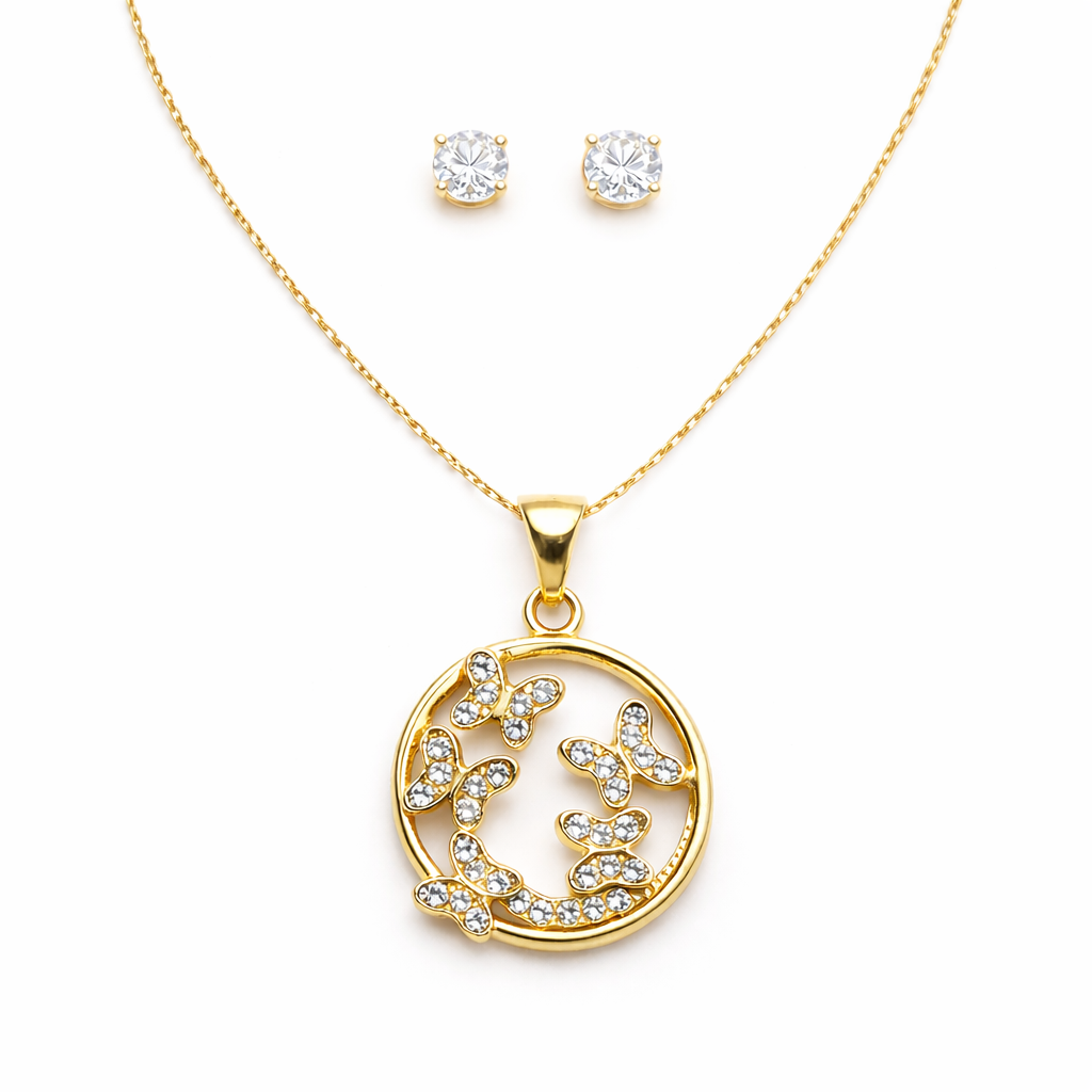 Elegant Heart Halo Necklace Set