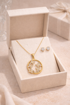 Elegant Heart Halo Necklace Set