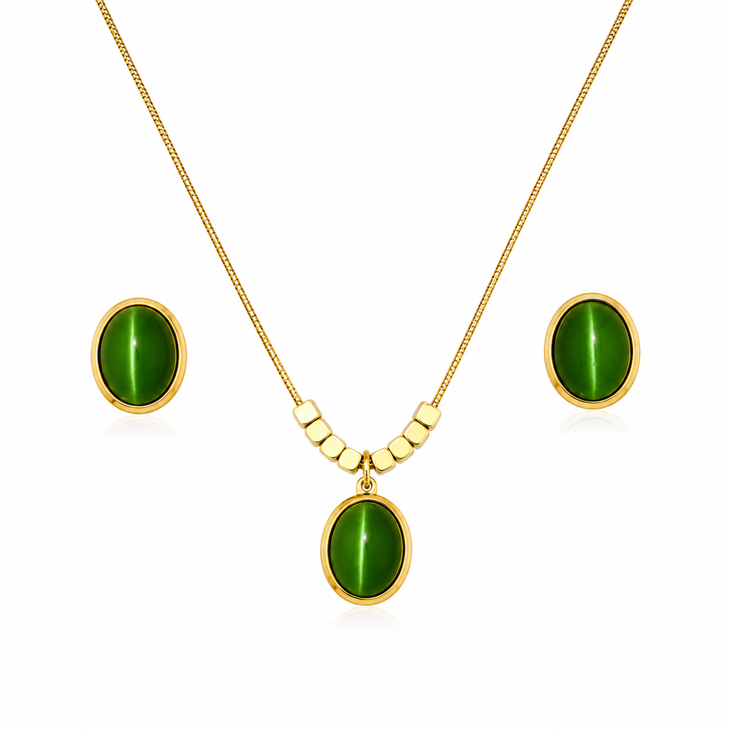 Elegant Green Gemstone Jewelry Set