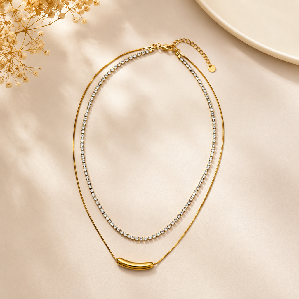 Layered Gold Minimalist Statement Necklace