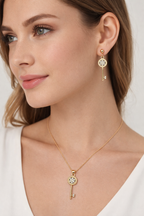 Elegant Crystal Key Necklace Set