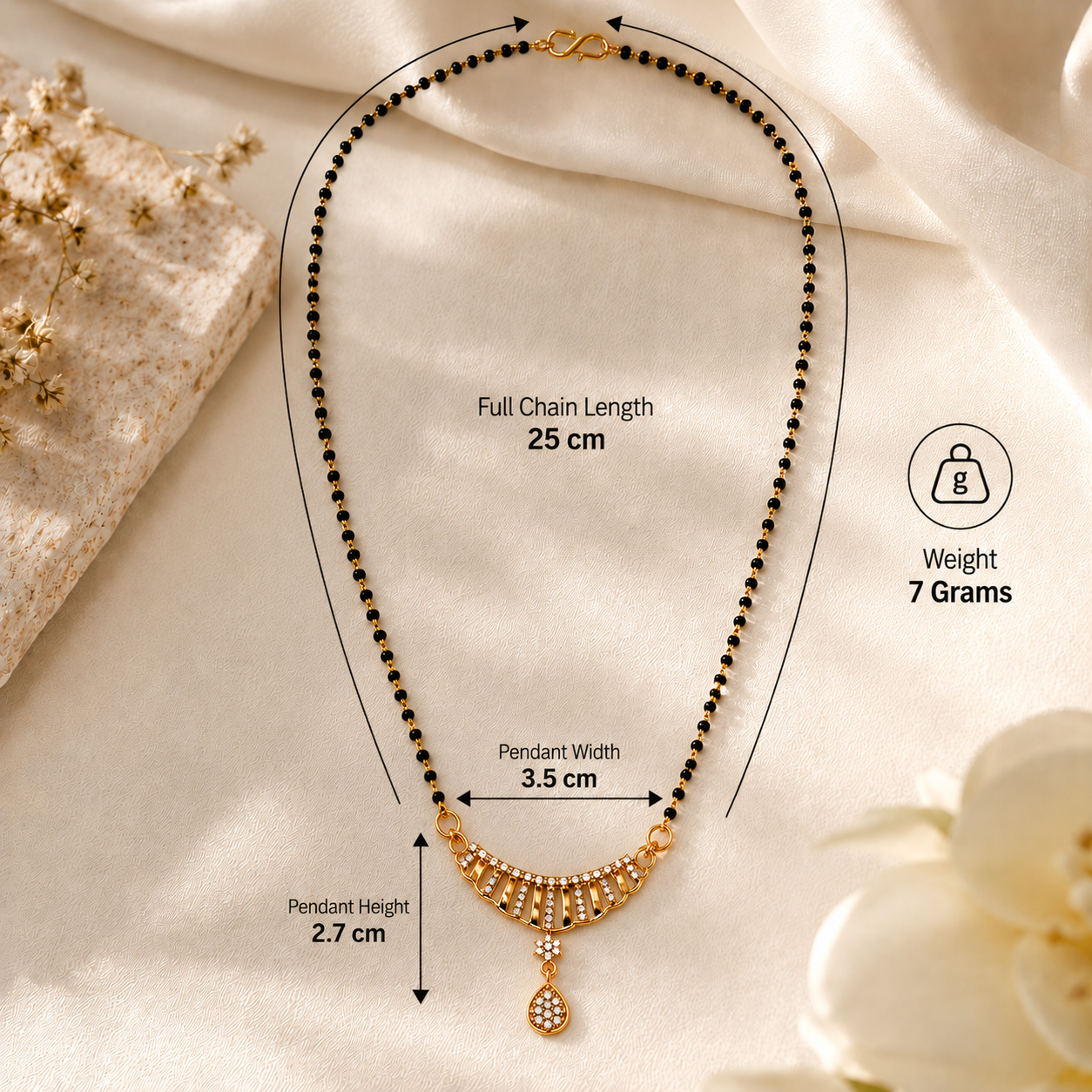Elegant Crystal Mangalsutra Drop Necklace