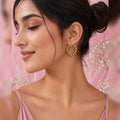 Chic Gold Beaded Heart Hoops