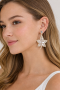 Sparkling Leaf Crystal Drop Earrings