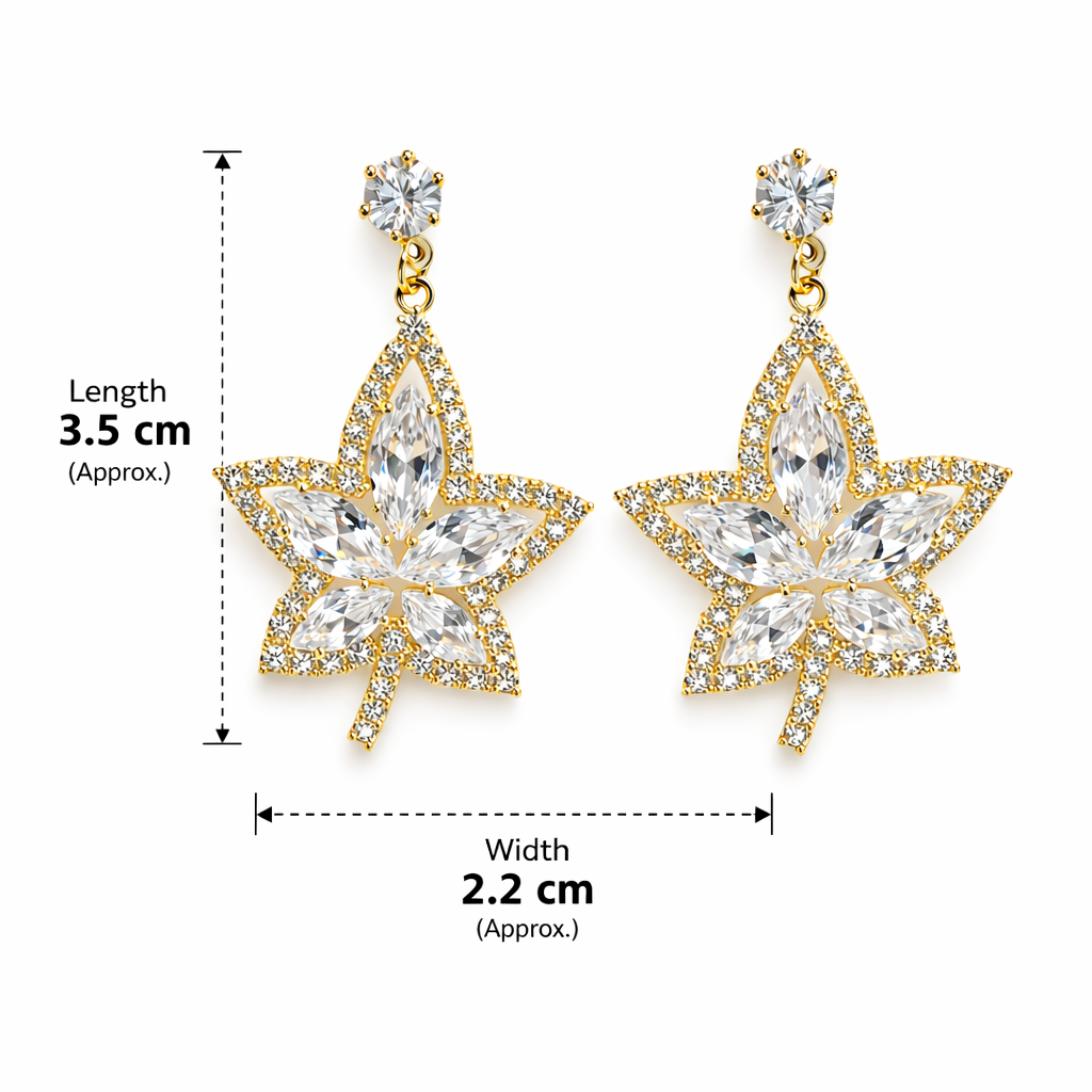 Sparkling Leaf Crystal Drop Earrings
