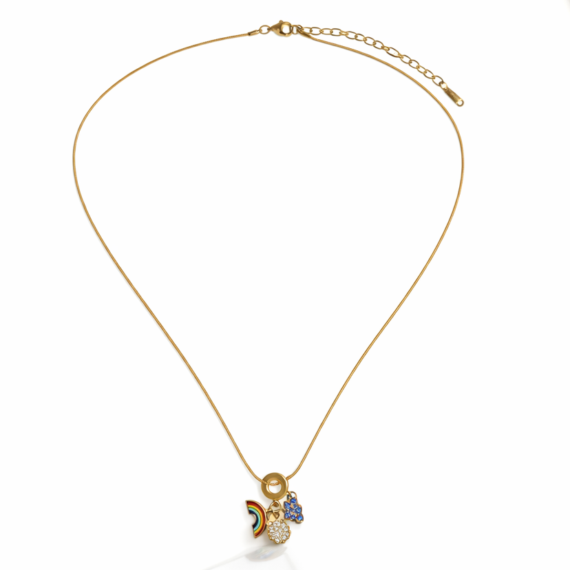 Rainbow Charm Gold Necklace