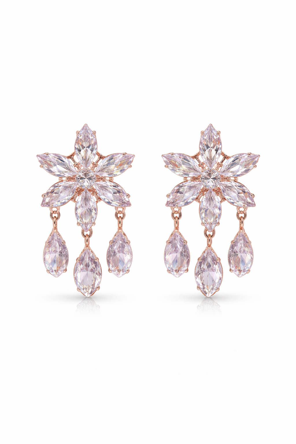 Elegant Crystal Floral Drop Earrings